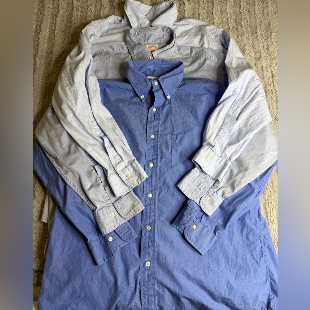 Brooks Brothers 3 Blue Button Down Shirts Lot size 16-2